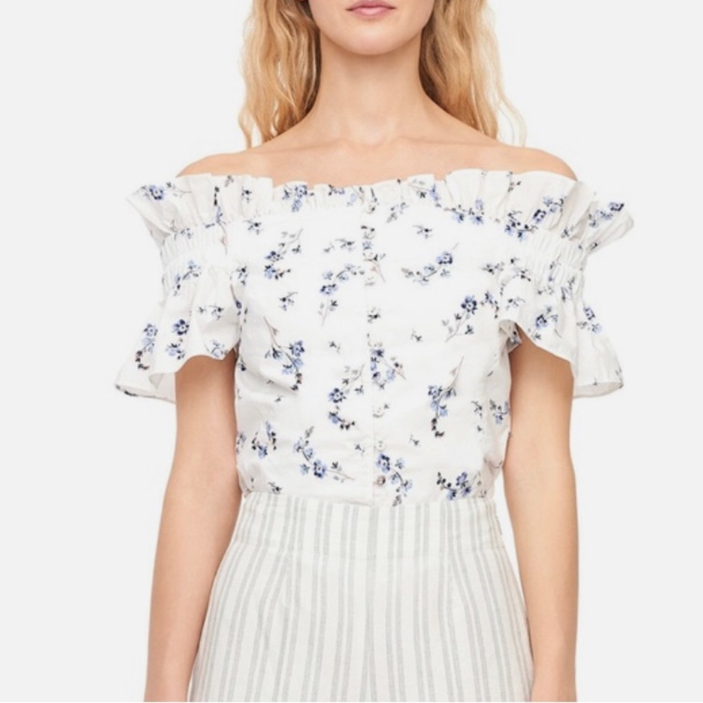 NWT REBECCA TAYLOR Francine Floral White Top 4